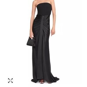 Staud black silk wayfaring strapless dress